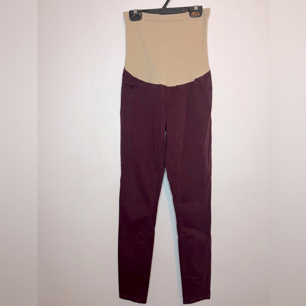 Led luxe essentials denim purple/wine maternity skinny jean jeggings size small